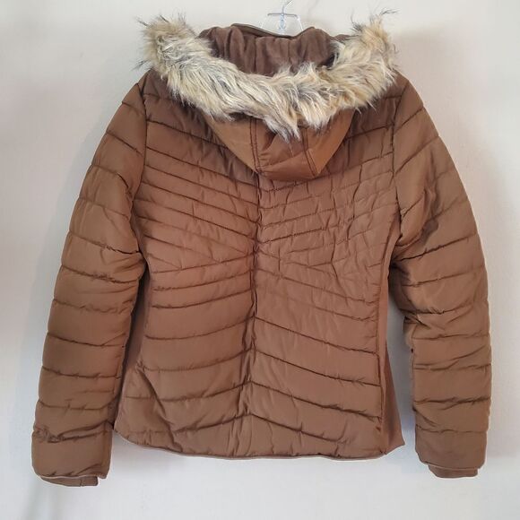 Women's Hooded Zip Up Jacket Size Large Brown - Picture 3 of 4